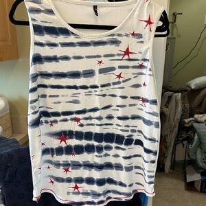Women's Starry Sleeveless Tank Top - Navy and Red